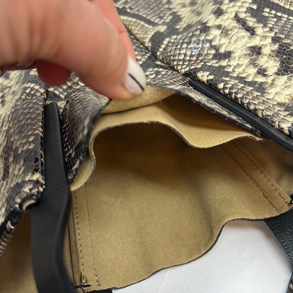 Orciani Snakeskin Print Patent Leather Tote Double Zip Shoulder Bag Italy - Picture 11 of 15